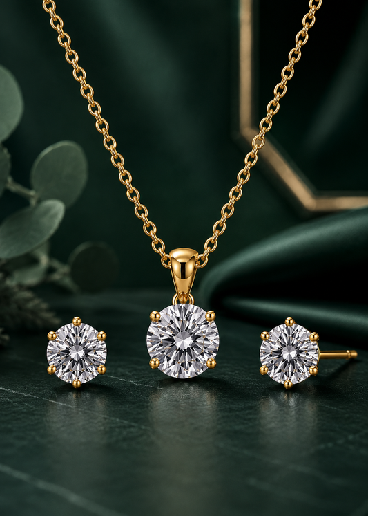 White Pendant And Studs Bloom Set