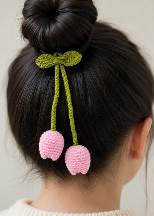 Handmade Crochet Tulip Hair Tie
