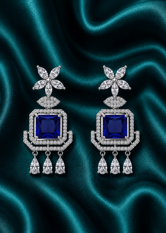 Blue Celestia Crystal Earrings 21k