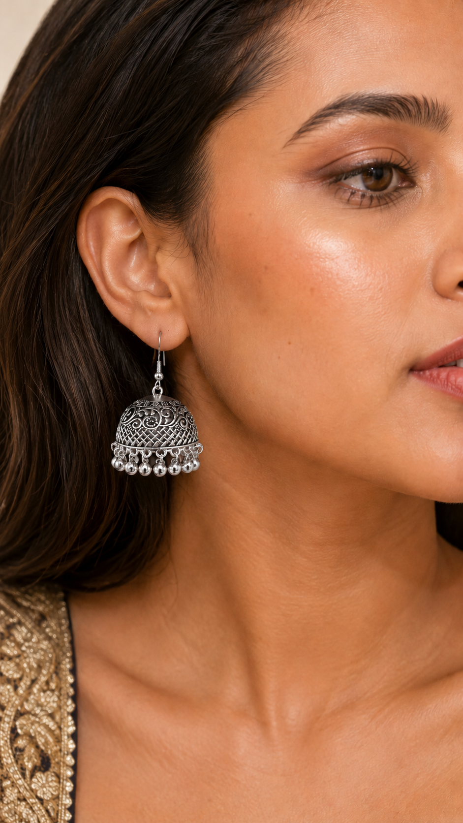 Silver Kashmiri Jhumka