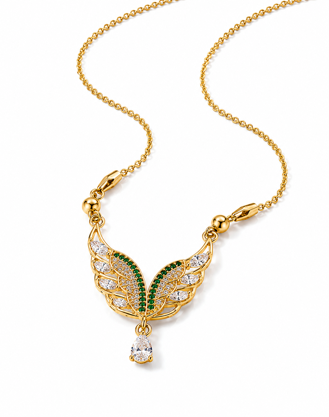 Golden Wings Necklace Green