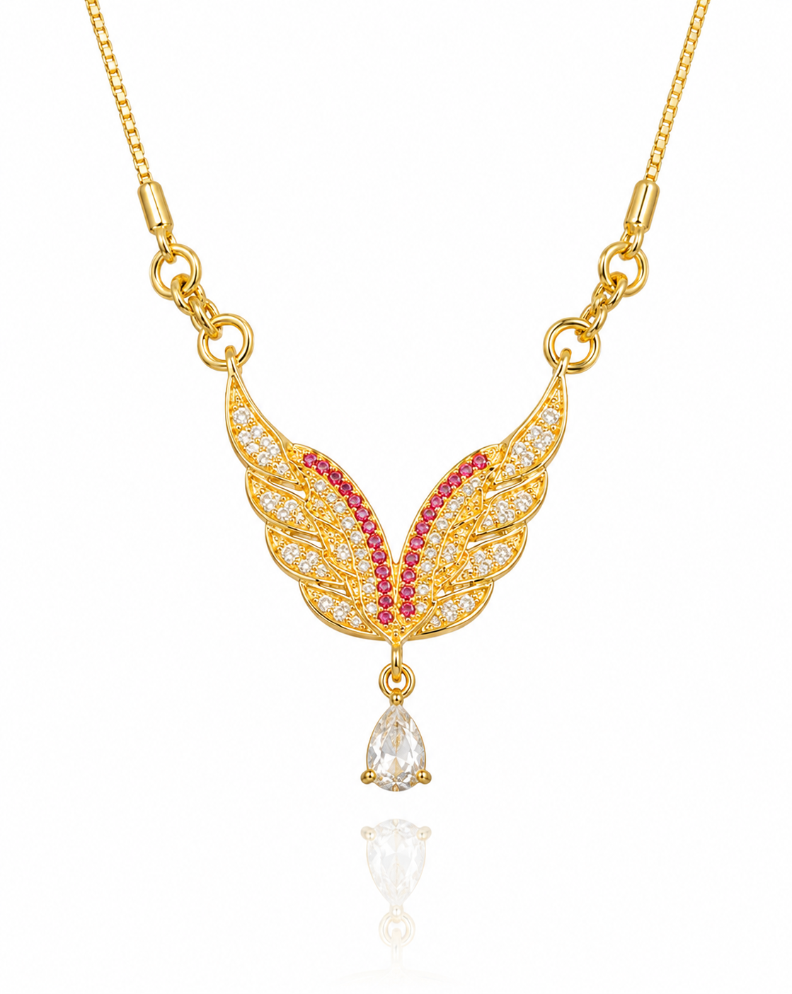 Golden Wings Necklace Red