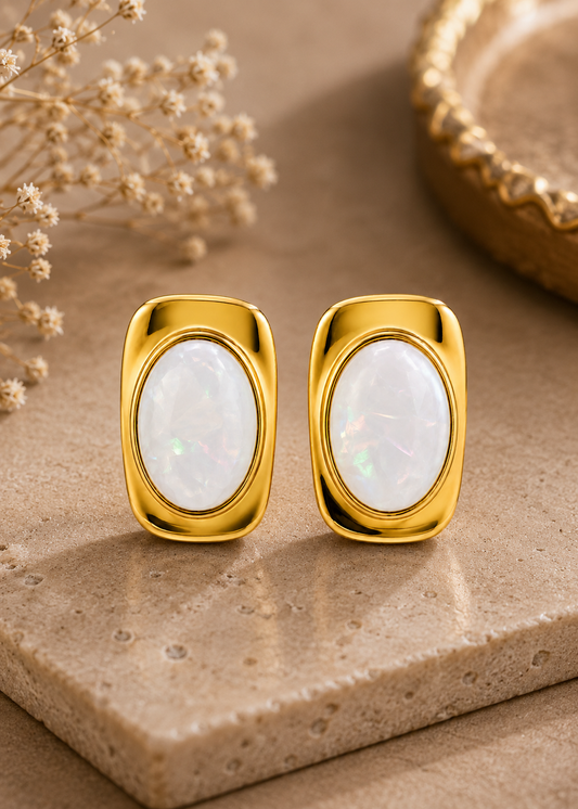White Marble Earrings