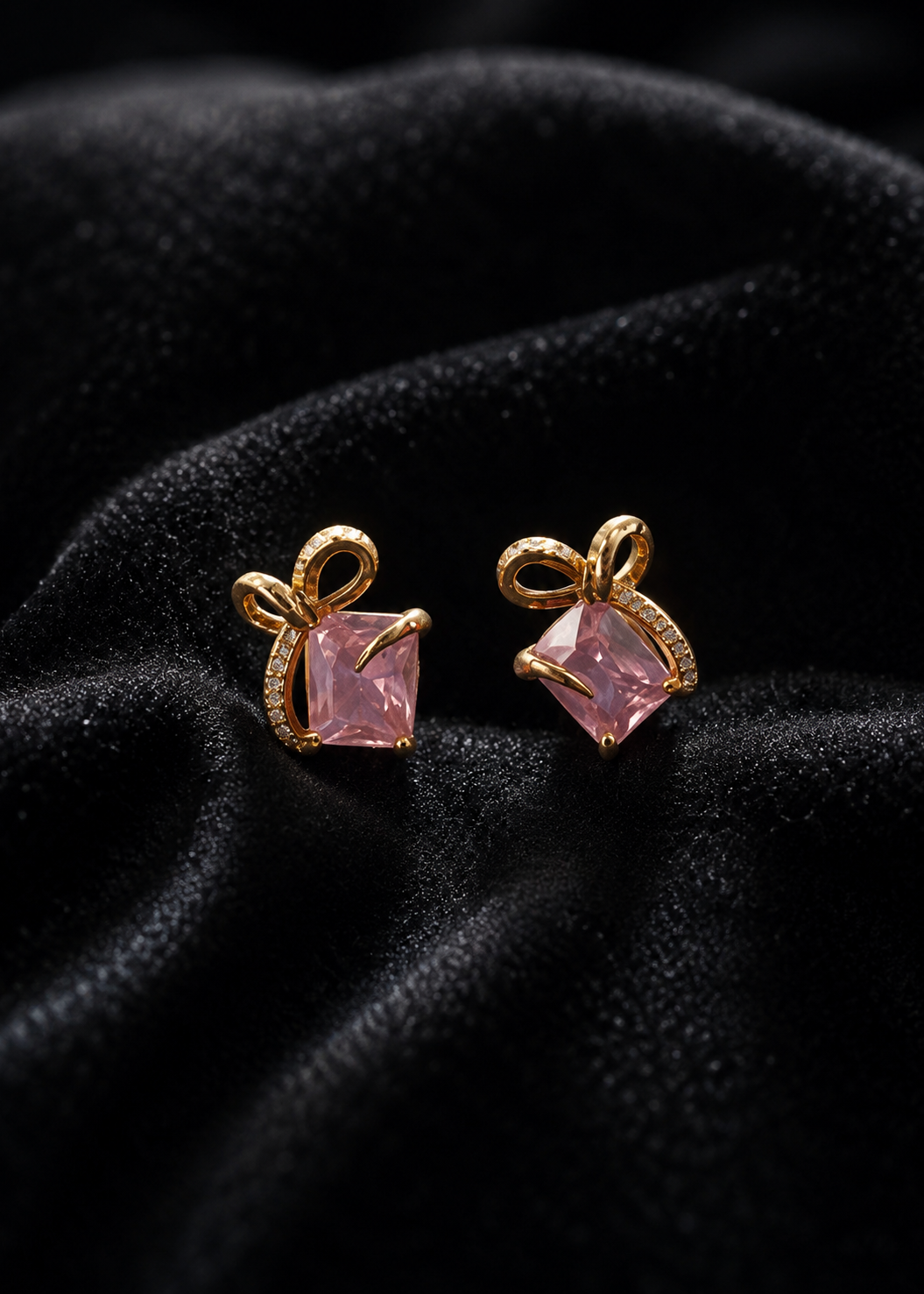 Baby Pink Blush Bow Studs