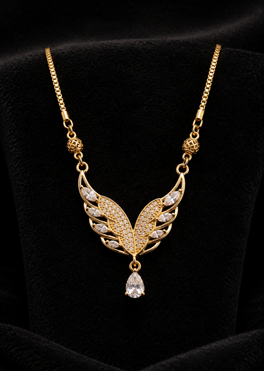 Golden Wings Necklace White
