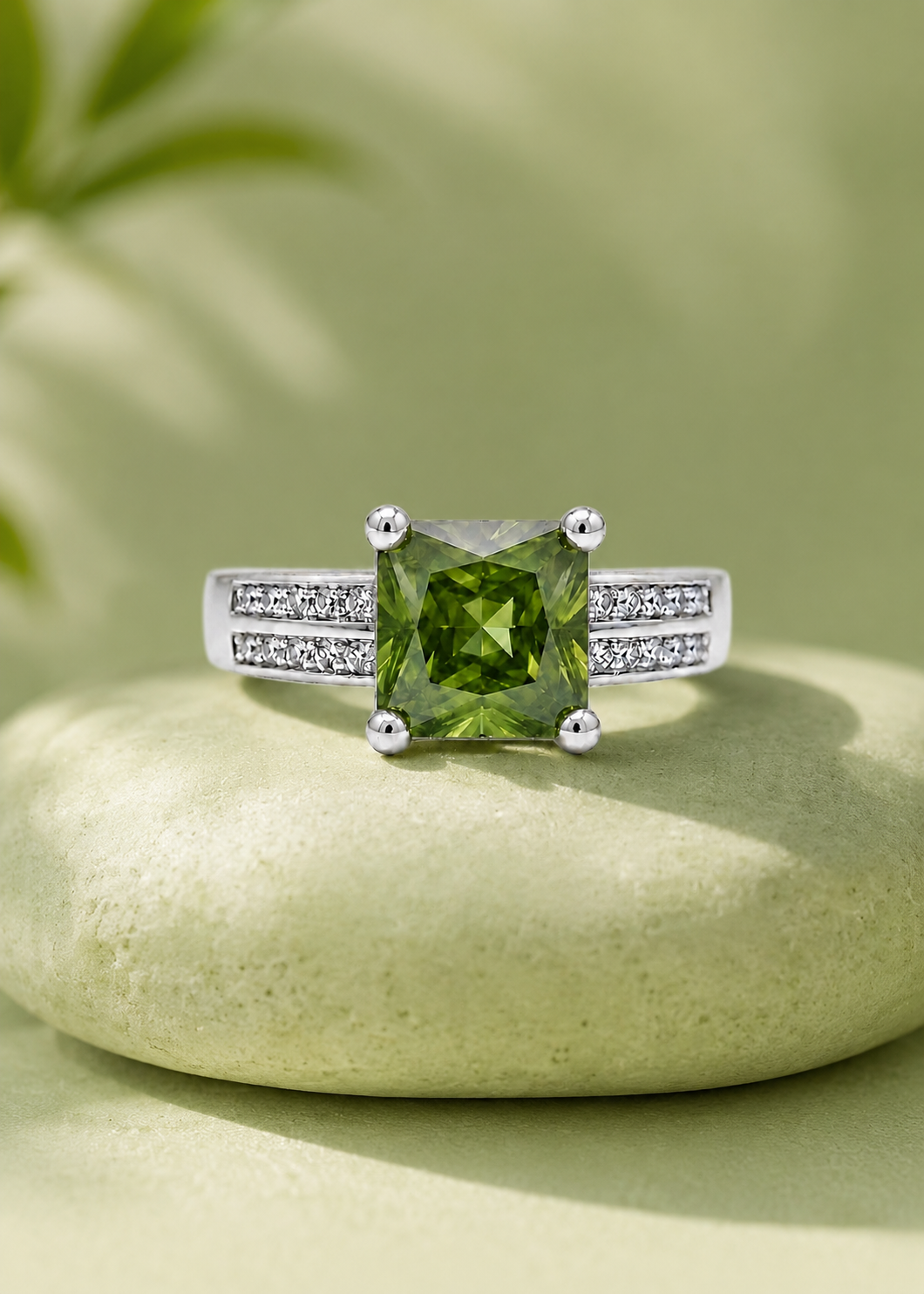 Elegant Ring Silver-Olive green