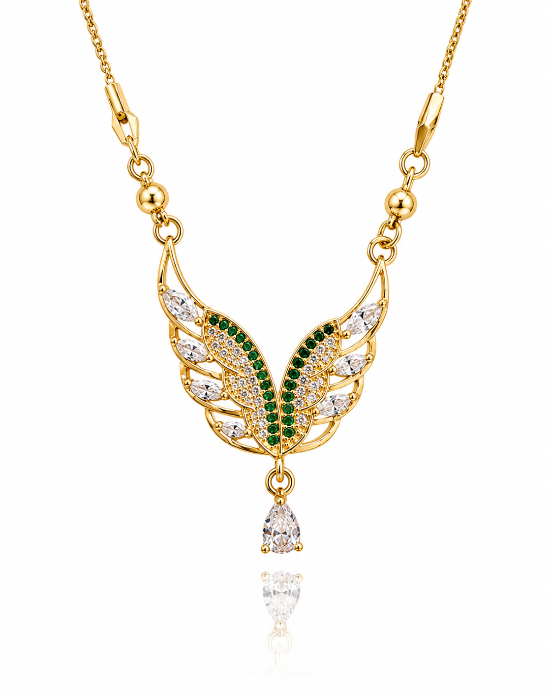Golden Wings Necklace Green