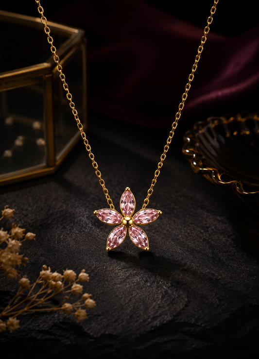 Pink Flower Bloom Necklace