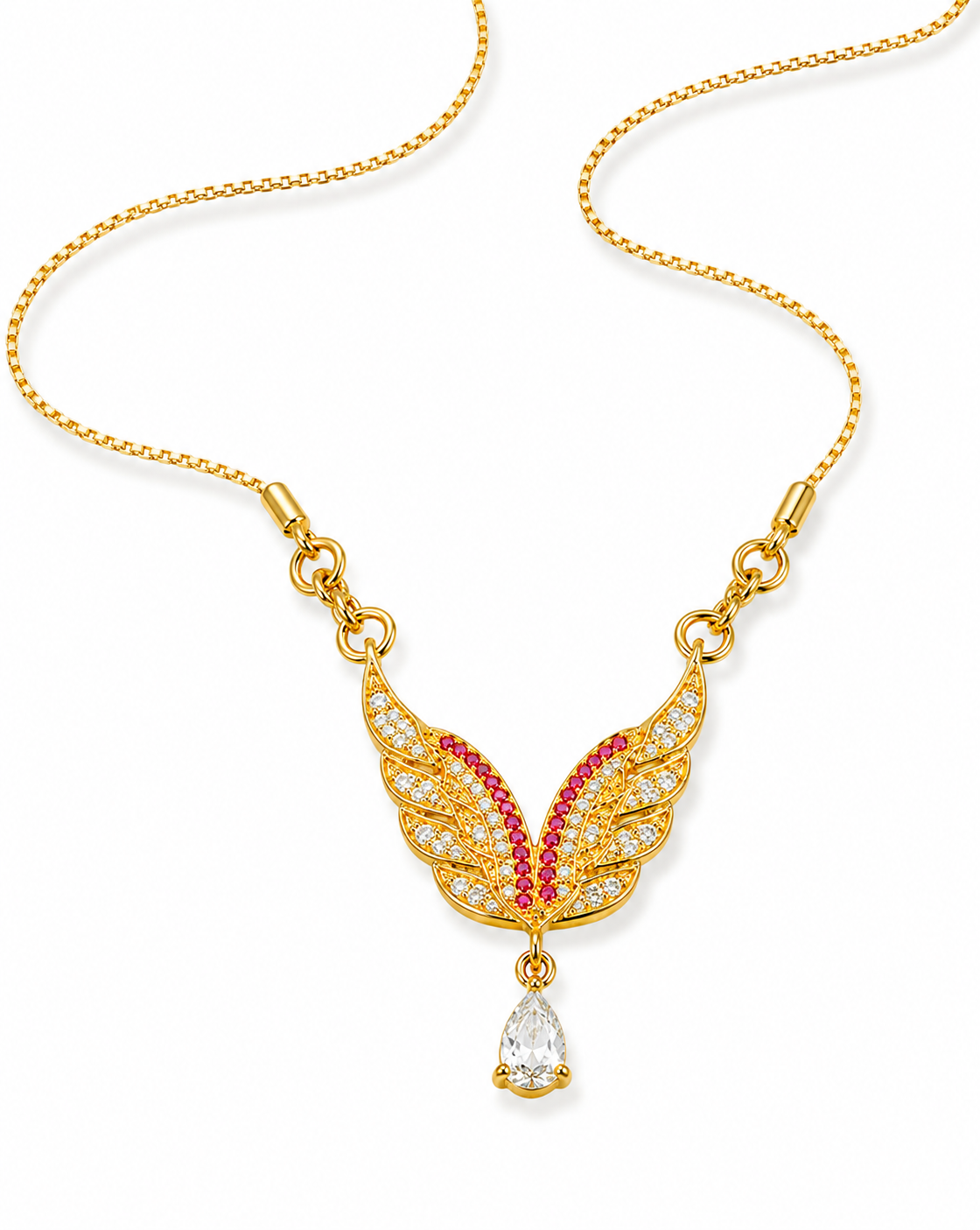 Golden Wings Necklace Red