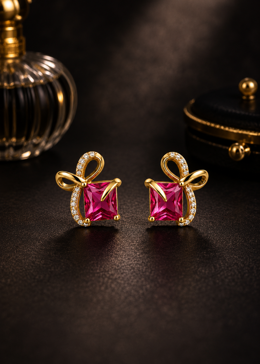 Pink Blush Bow Studs