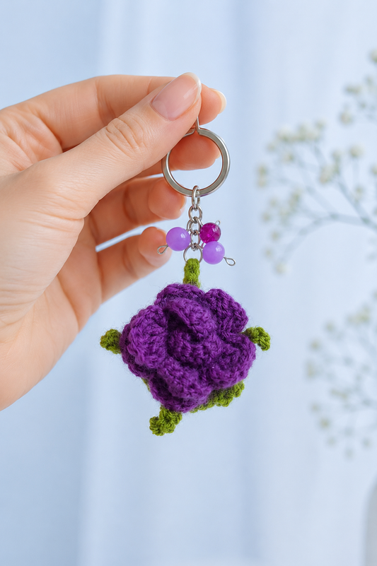 Purple Handmade Crochet Keychain
