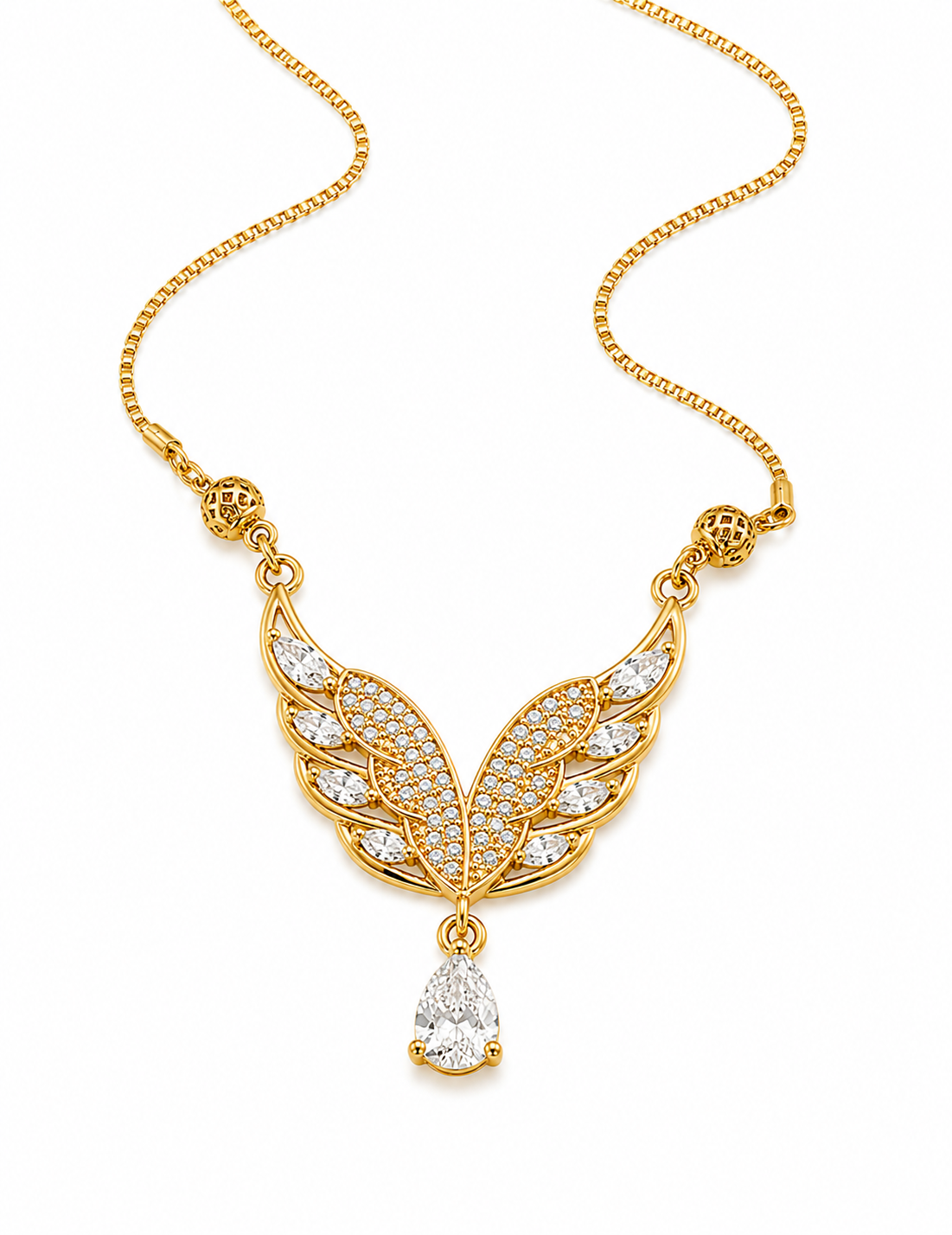 Golden Wings Necklace White