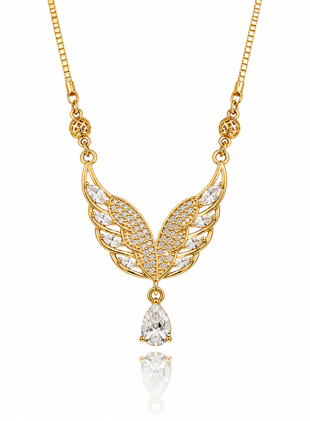 Golden Wings Necklace White