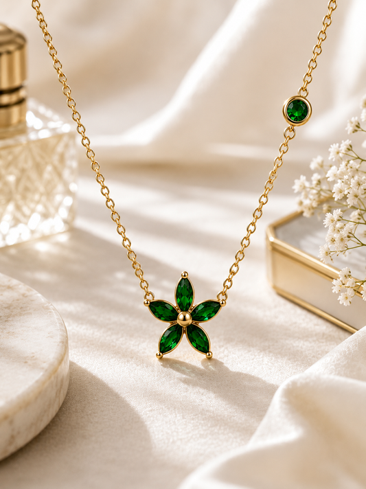 Green Flower Bloom Necklace