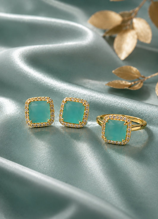 Turquoise Stone Ring and Tops Set