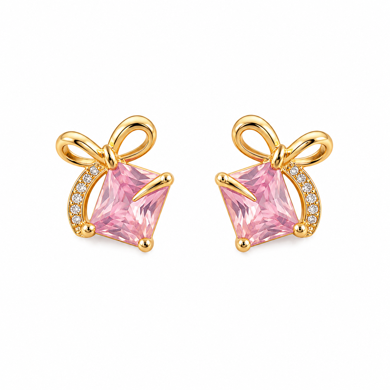 Baby Pink Blush Bow Studs