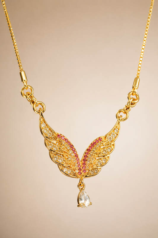 Golden Wings Necklace Red