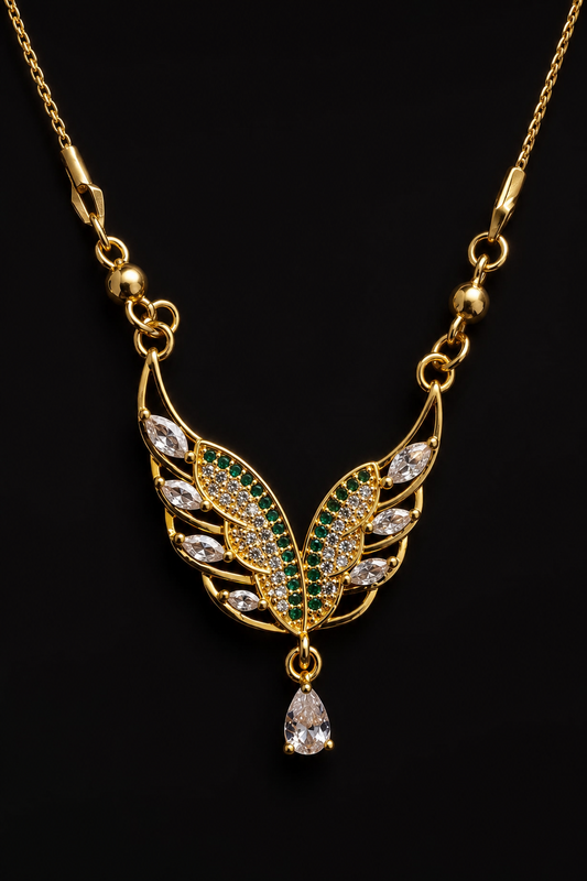 Golden Wings Necklace Green